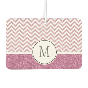 Pink Glam Faux Glitter Chevron Car Air Freshener