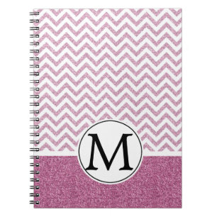 Pink Glam Faux Glitter Chevron Notebook