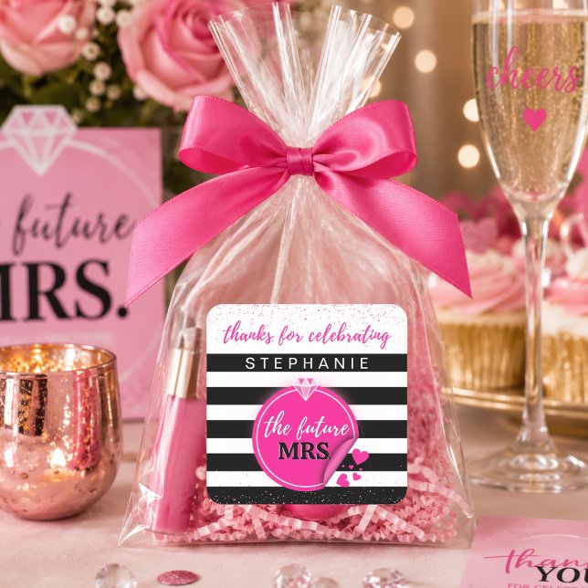 Pink Glam Future Mrs Bridal Shower Square Sticker (Creator Uploaded)