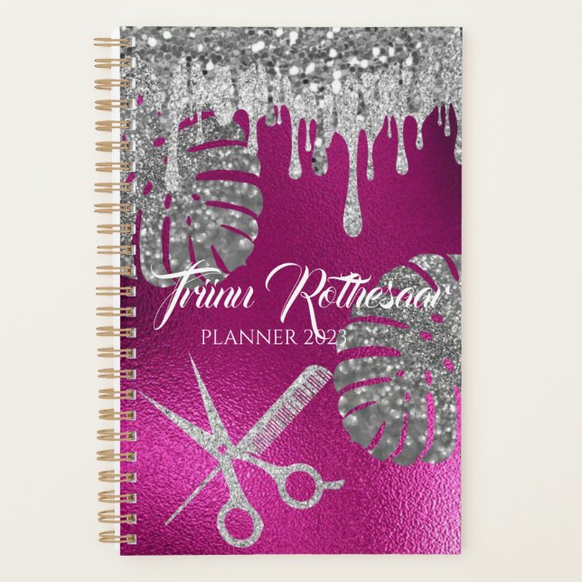 Pink Glam Glitter Hair Salon Planner (Front)