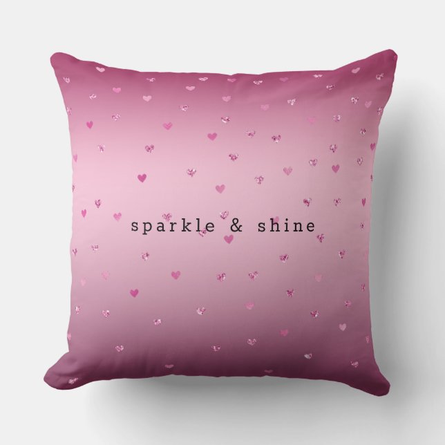 Pink Glam Glitter Hearts Cushion (Front)