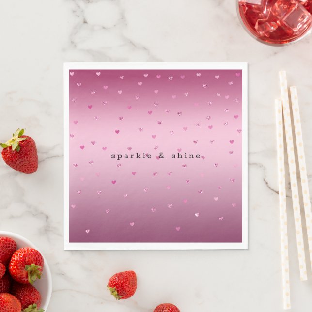 Pink Glam Glitter Hearts Napkin (Insitu)