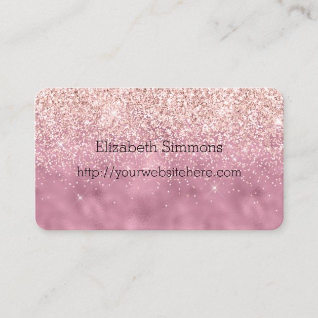 Pink Glam Glitz Glitter Business Card (Front)