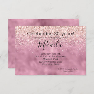 Pink Glam Glitzy Glitter Invitation
