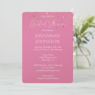 Pink Glam Gold Glitter Confetti bridal shower Invitation