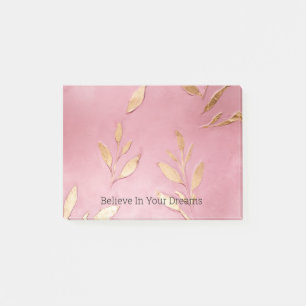 Pink Glam Gold Leaves Post-it Notes