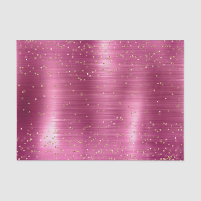 Pink Glam Gold Sparkle Confetti Baby Shower Tissue Paper (Front)