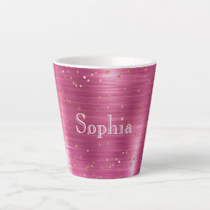 Pink Glam Gold Sparkle Confetti Personalised Latte Mug