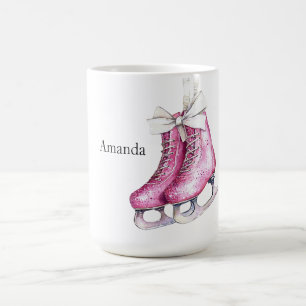 Pink Glam Ice Skates Christmas Coffee Mug