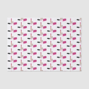 Pink Glam Lipstick & Nail Polish Beauty Pattern Tissue Paper