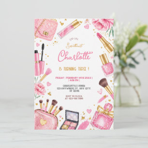 Pink Glam Makeup Birthday Party Girl Chic Invitation