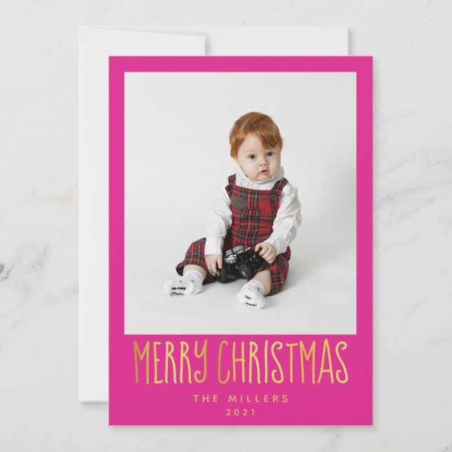 Pink Glam Photo Card for Christmas & Holidays (Front)