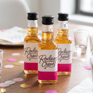 Pink Glam Rodeo Crew Western Bachelorette Party Liquor Bottle Label