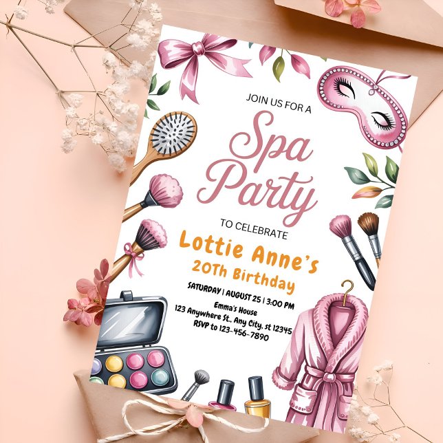 Pink Glam Spa Party Invitation (Creator Uploaded)
