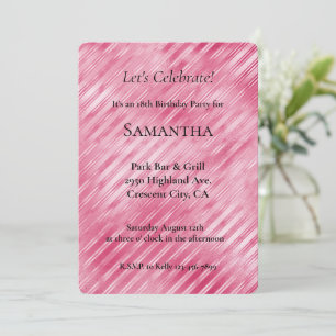 Pink Glam Stripes Birthday Invitation
