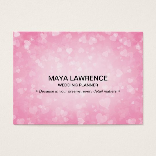 Pink Glamour Glowing Hearts Lights Orbs Sparkle Business Card