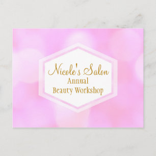 Pink Glamour Lights Bokeh Chic Event Postcard