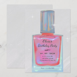 Pink glamour nail polish birthday invitation