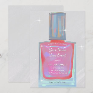 Pink glamour nail polish invitation