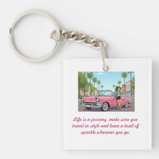 Pink Glamour on Wheels Key Ring