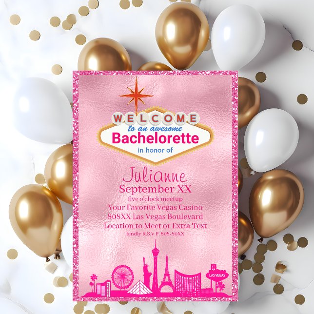 Pink Glamourous Las Vegas Bachelorette Party Invitation (Creator Uploaded)