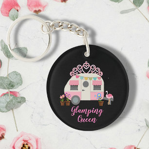 Pink Glamper Camper Queen Acrylic Keychain