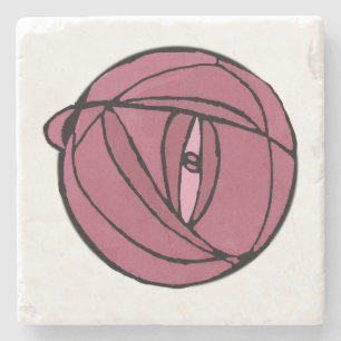 Pink Glasgow Rose Stone Coaster