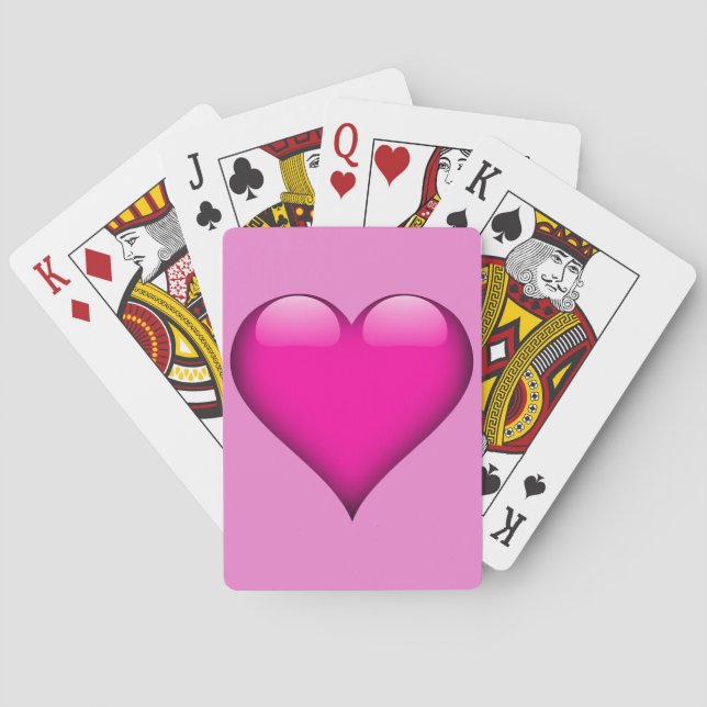 Pink Glass Heart Customisable Playing Cards (Back)