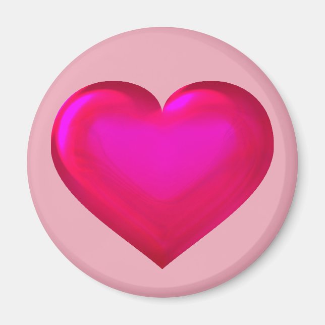 Pink Glass Heart Magnet (Front)