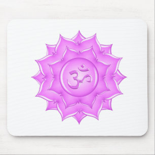 Pink Glass Lotus Flower Om Symbol Drawing Mouse Mat