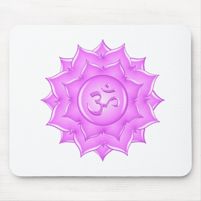 Pink Glass Lotus Flower Om Symbol Drawing Mouse Mat (Front)