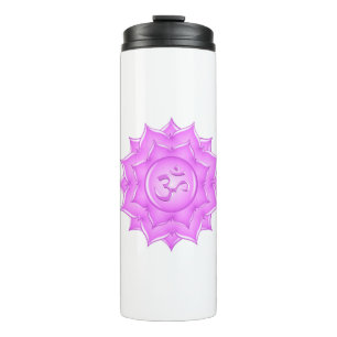 Pink Glass Lotus Flower Om Symbol Drawing Thermal Tumbler