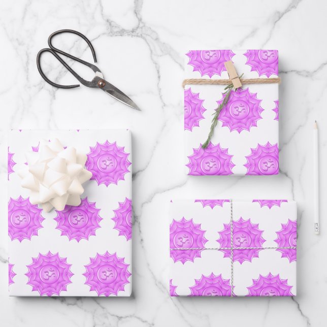 Pink Glass Lotus Flower Om Symbol Drawing Wrapping Paper Sheet (Front)