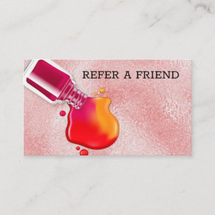 Pink glass texture polish nail art salon referral card