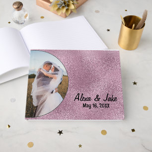 Pink Glass Wedding Photo Frame Guest Book