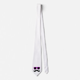Pink Glasses Moustache Retro Tie
