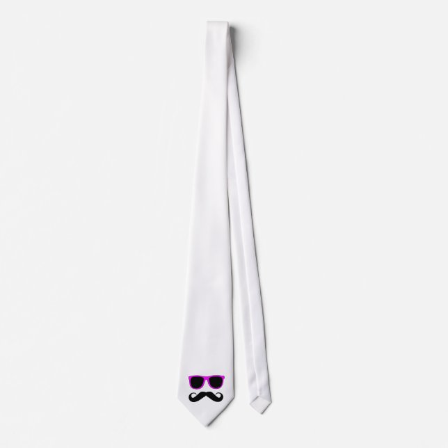 Pink Glasses Moustache Retro Tie (Front)