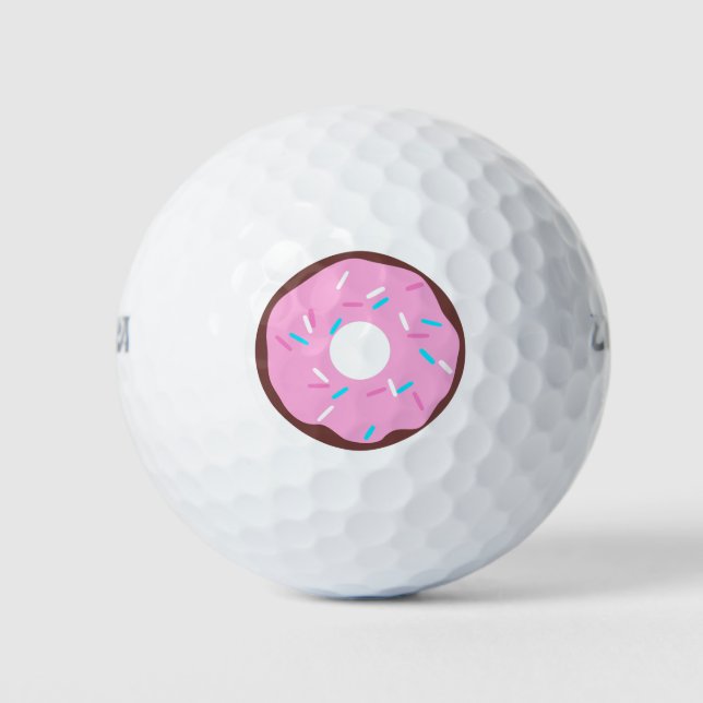 Pink Glazed Chocolate Doughnut Golf Balls (Front)