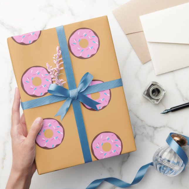 Pink Glazed Chocolate Doughnut Wrapping Paper (Gifting)