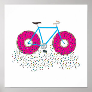 Pink Glazed Doughnut Wheels Bicycle with Sprinkles Poster