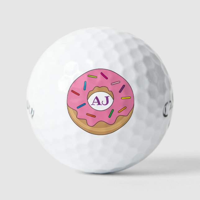 Pink Glazed Doughnut with Sprinkles Golf Balls (Front)