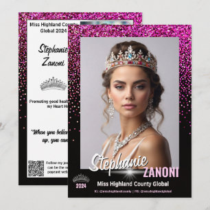 Pink Glimmer Pageant Autograph Card   QR Code