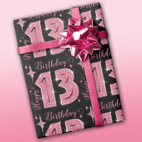 Pink Glitter 13th Birthday Wrapping Paper