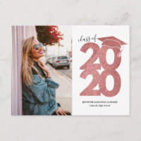 Pink Glitter 2020 Graduation Announcement