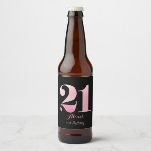 Pink Glitter 21st Birthday Party Beer Bottle Label