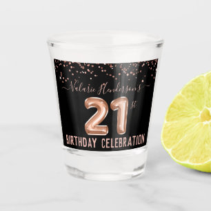Pink Glitter 21st Birthday Party Shot glass