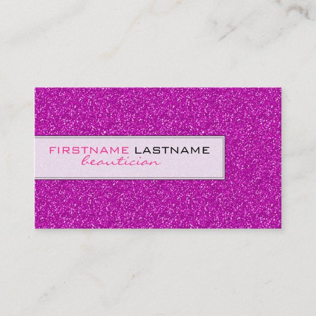 Pink Glitter 2 Beautician Business Card (Front)