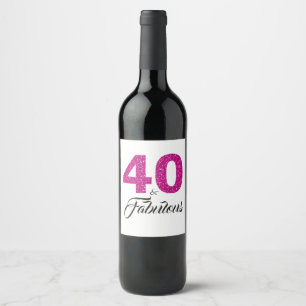 Pink Glitter 40 and Fabulous 40th Birthday Party Wine Label