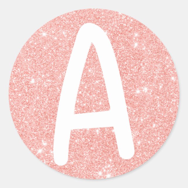 Pink Glitter A Initial Classic Round Sticker (Front)