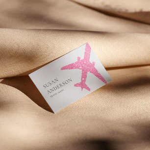 Pink Glitter Aeroplane Business Card
